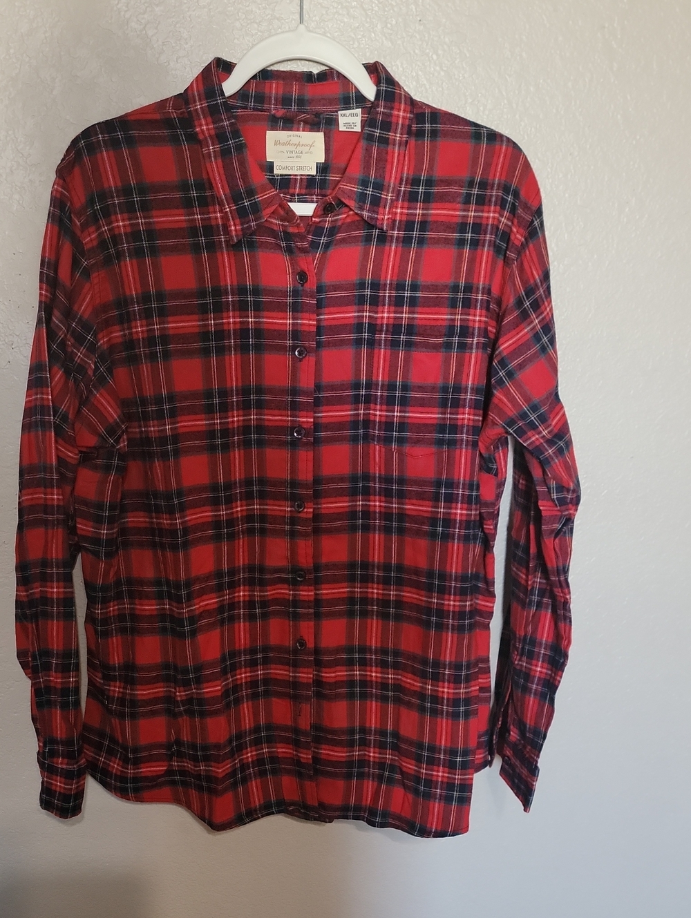 Red and Black Plaid Button-Down Shirt